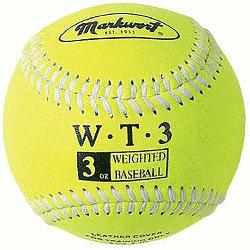 ort Weighted 9 Leather Covered Training Baseball 3 OZ  Build your arm